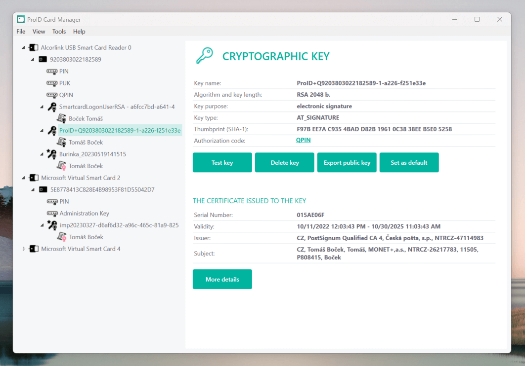 Card Manager Application for users – ProID